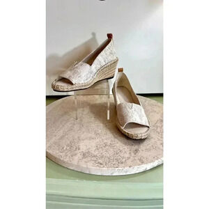 Gloria Vanderbilt Womens Ivory Floral‎ Open Toe Wedge Heel Espadrille Size 8